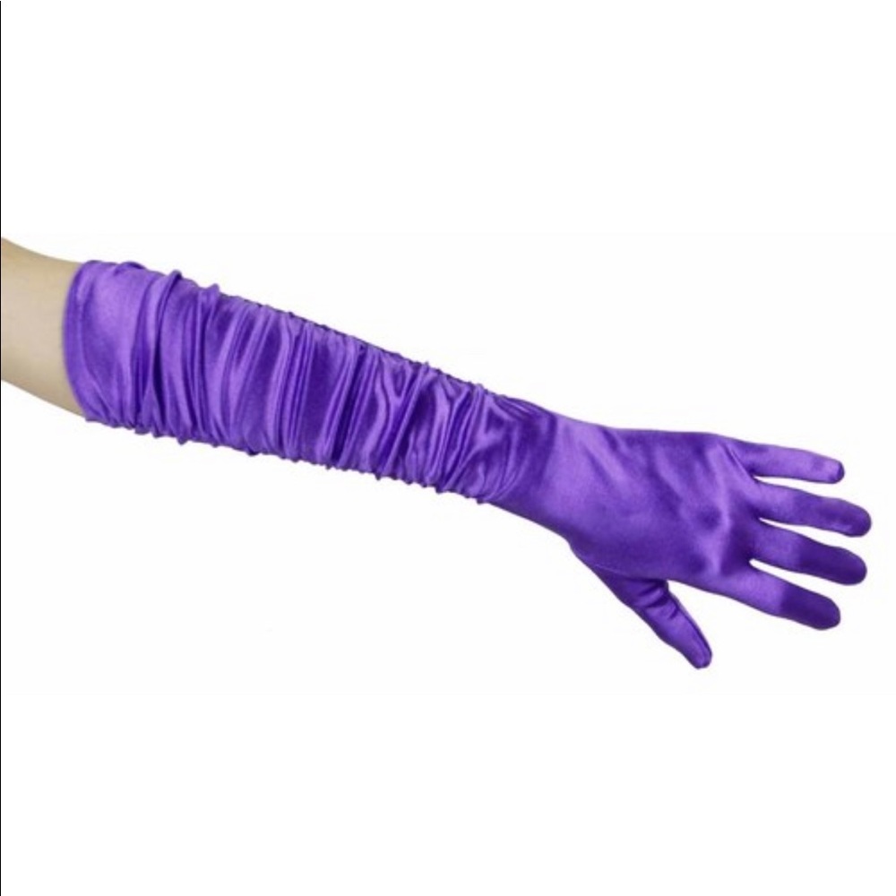 Ruched Gathered Satin Elbow Length Gloves